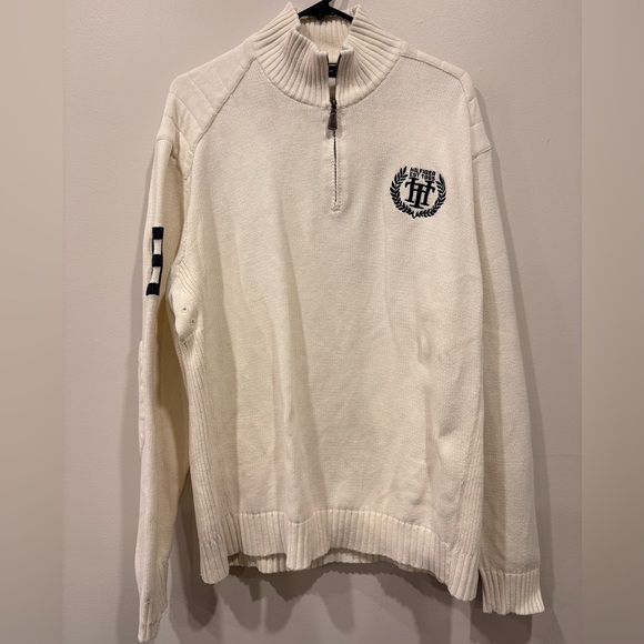 Tommy Hilfiger Other - VTG Tommy Hilfiger Men's Cream Quarter-Zip Knit Sweater
